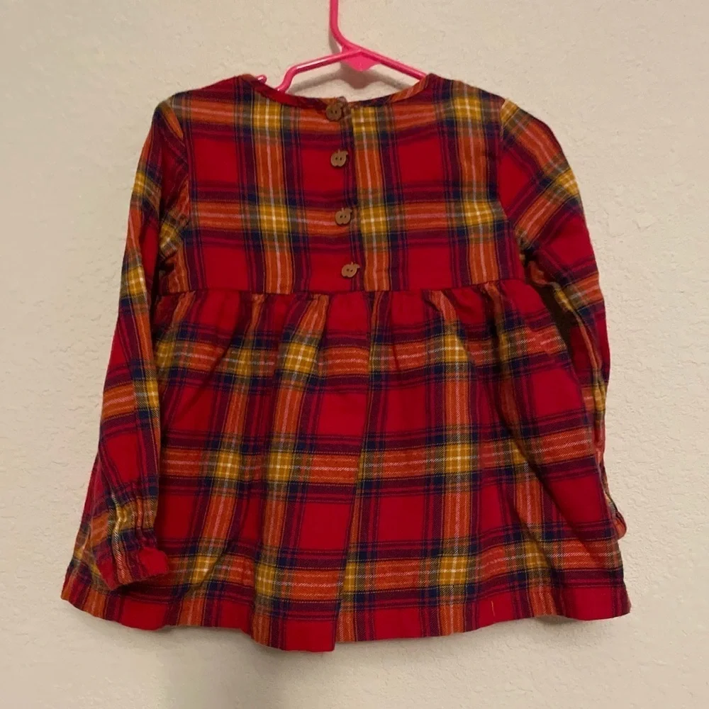 Tahari Vibrant Red and Yellow Plaid Peplum Top size 3T